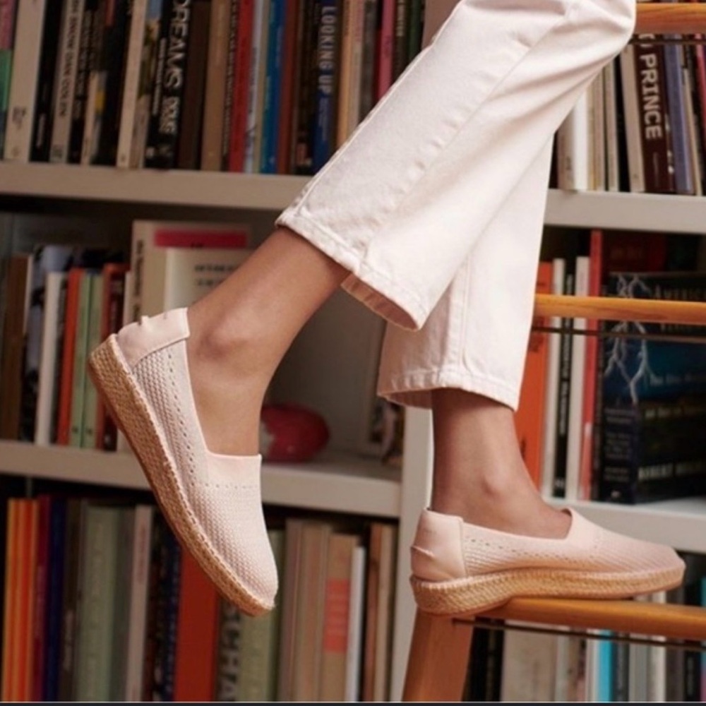-Cole Hann Metallic Shimmer Pale Pink Espadrille Slip-On Cloudfeel Shoe Women 10
